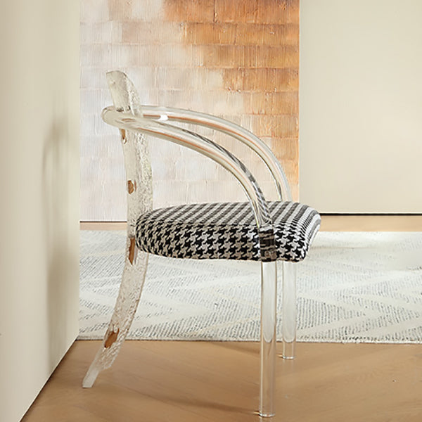 Contemporáneo Nórdico Transparente Acrílico Arco Hojas Tela Silla de Comedor Respaldo Sin Brazos Para Comedor 