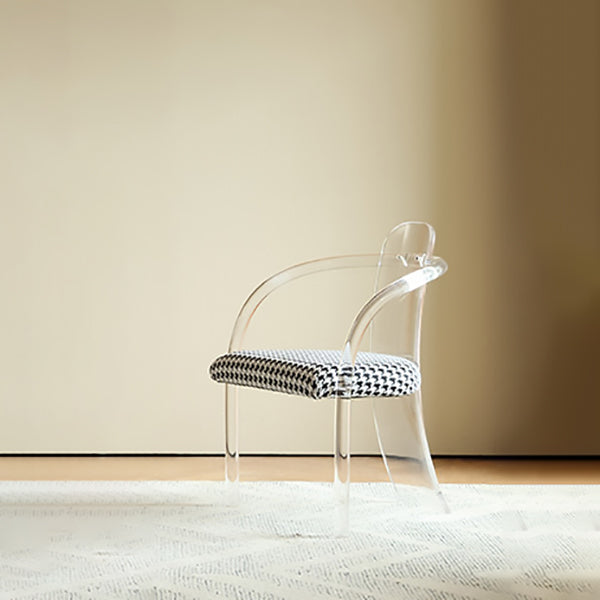 Contemporáneo Nórdico Transparente Acrílico Arco Hojas Tela Silla de Comedor Respaldo Sin Brazos Para Comedor 