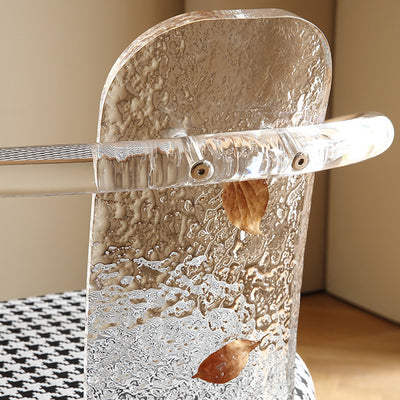 Contemporáneo Nórdico Transparente Acrílico Arco Hojas Tela Silla de Comedor Respaldo Sin Brazos Para Comedor 
