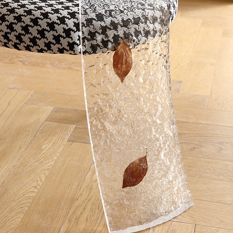 Contemporáneo Nórdico Transparente Acrílico Arco Hojas Tela Silla de Comedor Respaldo Sin Brazos Para Comedor 