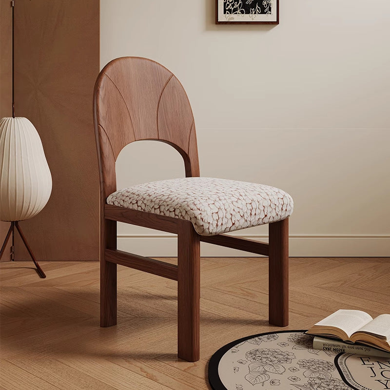Respaldo de silla de comedor sin brazos con diseño jacquard cuadrado de arco francés tradicional para comedor 