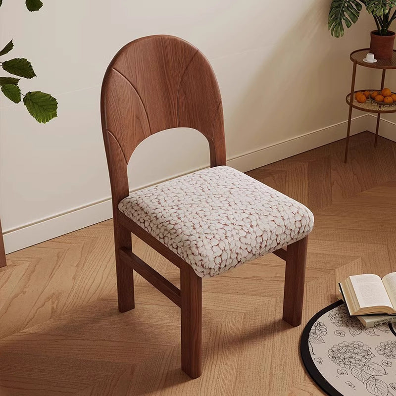 Respaldo de silla de comedor sin brazos con diseño jacquard cuadrado de arco francés tradicional para comedor 