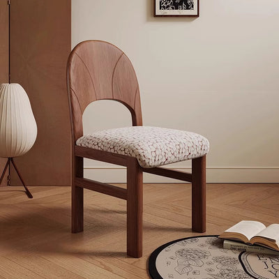 Respaldo de silla de comedor sin brazos con diseño jacquard cuadrado de arco francés tradicional para comedor 