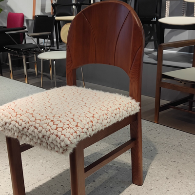 Respaldo de silla de comedor sin brazos con diseño jacquard cuadrado de arco francés tradicional para comedor 
