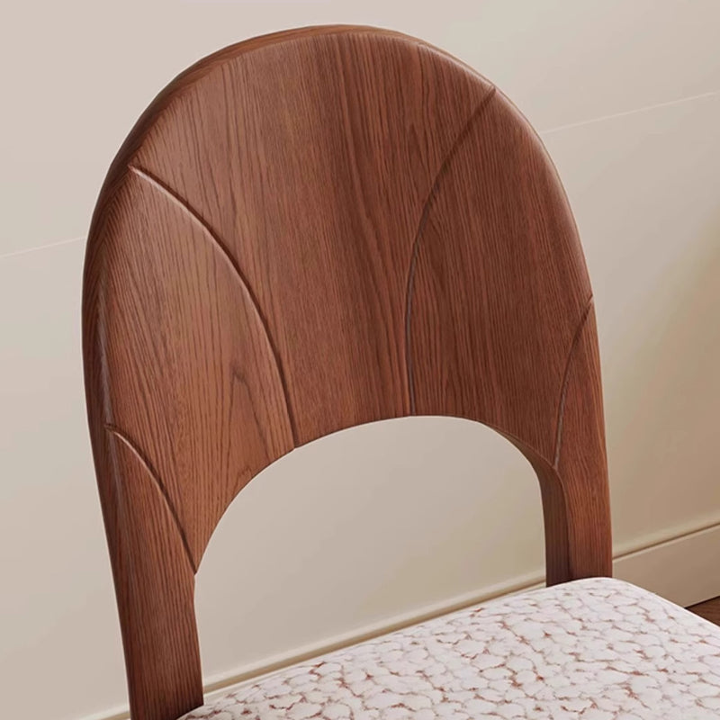 Respaldo de silla de comedor sin brazos con diseño jacquard cuadrado de arco francés tradicional para comedor 