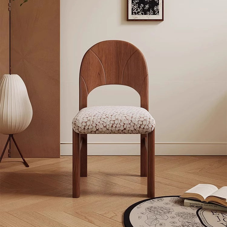 Respaldo de silla de comedor sin brazos con diseño jacquard cuadrado de arco francés tradicional para comedor 