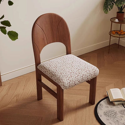 Respaldo de silla de comedor sin brazos con diseño jacquard cuadrado de arco francés tradicional para comedor 