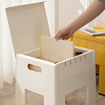 Pouf de rangement carré nordique contemporain en ABS complet sans dossier ni accoudoirs pour salon 