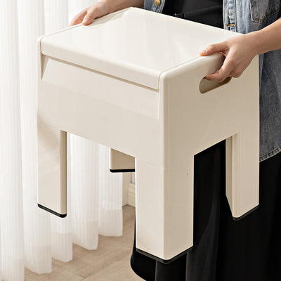 Pouf de rangement carré nordique contemporain en ABS complet sans dossier ni accoudoirs pour salon 