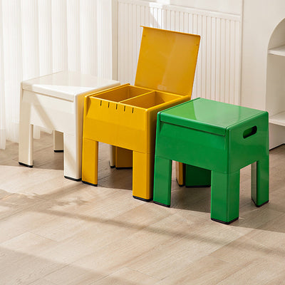 Pouf de rangement carré nordique contemporain en ABS complet sans dossier ni accoudoirs pour salon 