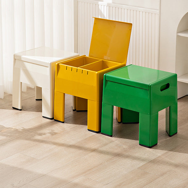 Pouf de rangement carré nordique contemporain en ABS complet sans dossier ni accoudoirs pour salon 