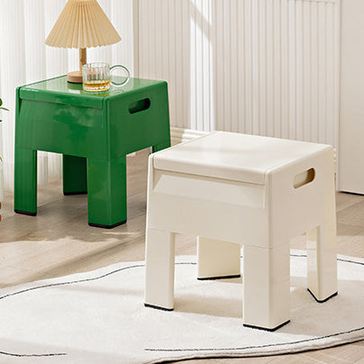 Pouf de rangement carré nordique contemporain en ABS complet sans dossier ni accoudoirs pour salon 