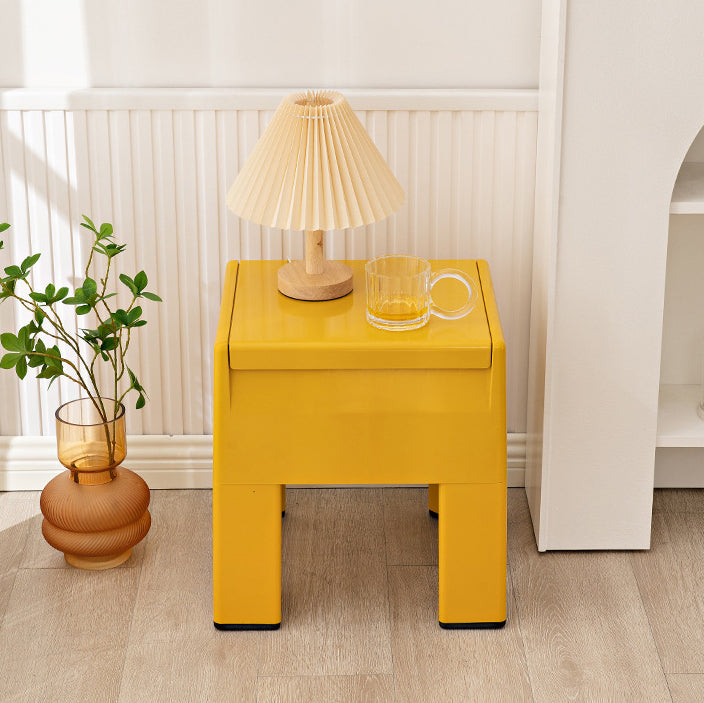 Pouf de rangement carré nordique contemporain en ABS complet sans dossier ni accoudoirs pour salon 