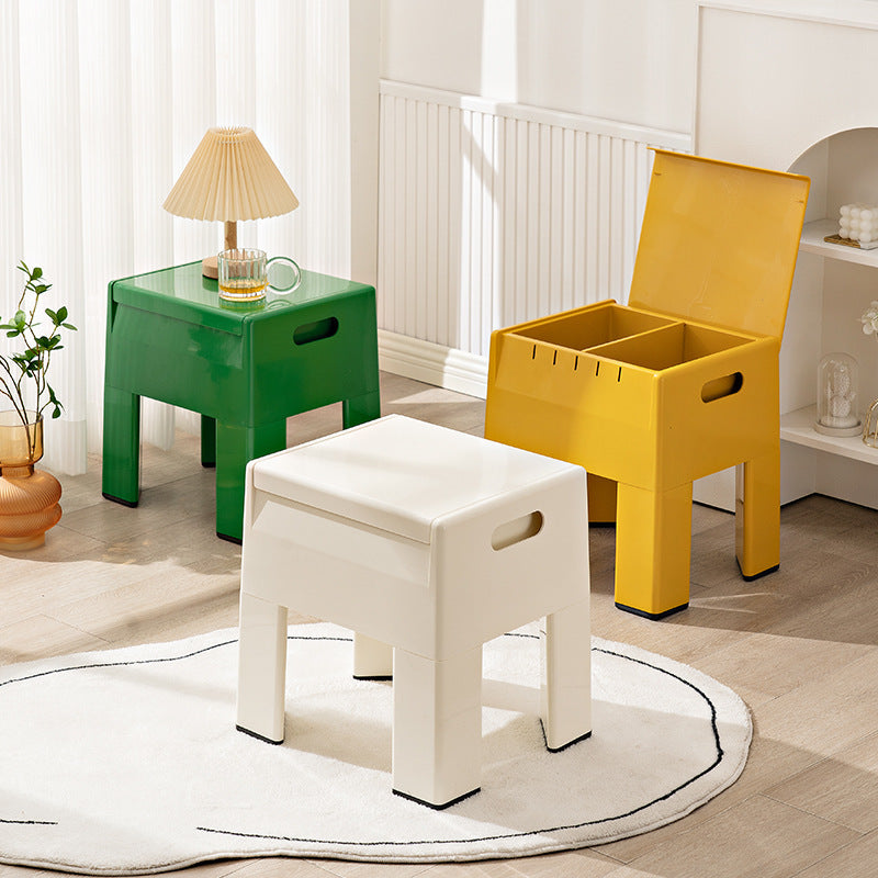 Pouf de rangement carré nordique contemporain en ABS complet sans dossier ni accoudoirs pour salon 
