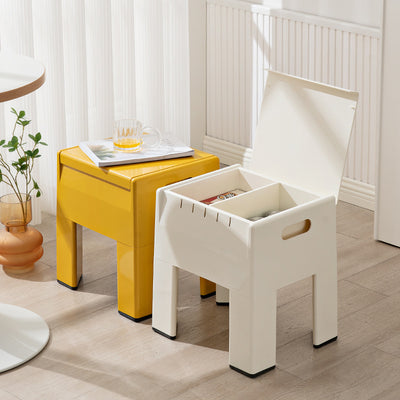 Pouf de rangement carré nordique contemporain en ABS complet sans dossier ni accoudoirs pour salon 