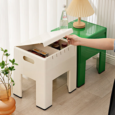Pouf de rangement carré nordique contemporain en ABS complet sans dossier ni accoudoirs pour salon 