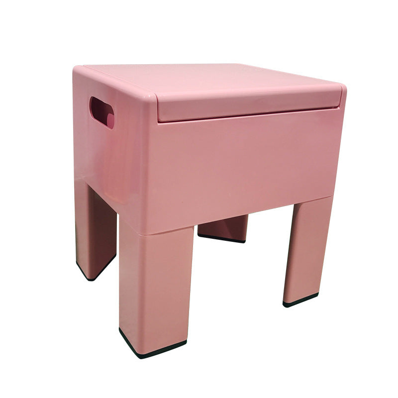 Pouf de rangement carré nordique contemporain en ABS complet sans dossier ni accoudoirs pour salon 