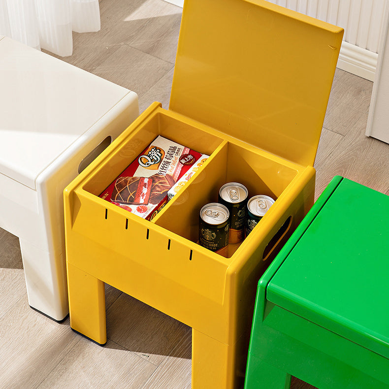 Pouf de rangement carré nordique contemporain en ABS complet sans dossier ni accoudoirs pour salon 