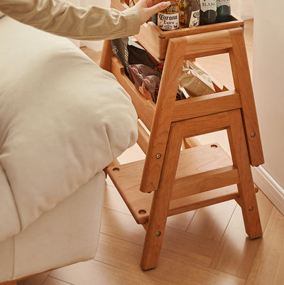 Silla de comedor apilable de madera de cerezo cuadrada tradicional japonesa sin respaldo ni brazos para el comedor 