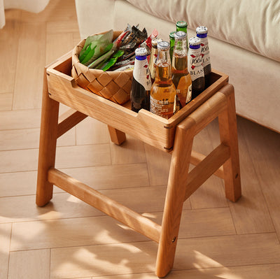 Silla de comedor apilable de madera de cerezo cuadrada tradicional japonesa sin respaldo ni brazos para el comedor 