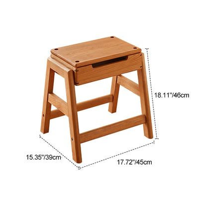 Silla de comedor apilable de madera de cerezo cuadrada tradicional japonesa sin respaldo ni brazos para el comedor 