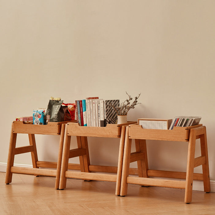 Silla de comedor apilable de madera de cerezo cuadrada tradicional japonesa sin respaldo ni brazos para el comedor 