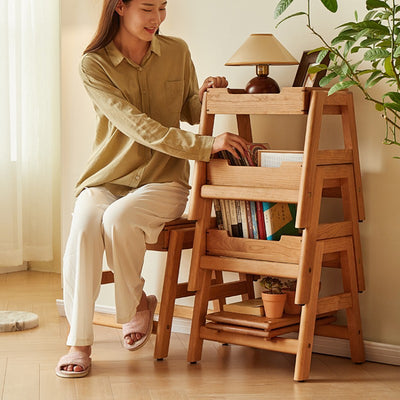 Silla de comedor apilable de madera de cerezo cuadrada tradicional japonesa sin respaldo ni brazos para el comedor 