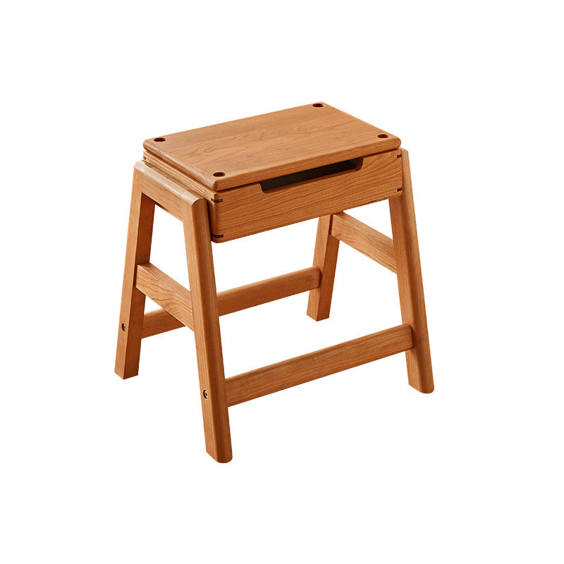 Silla de comedor apilable de madera de cerezo cuadrada tradicional japonesa sin respaldo ni brazos para el comedor 