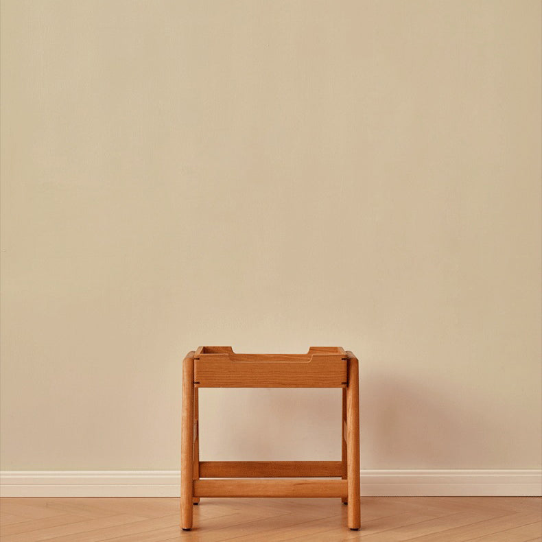 Silla de comedor apilable de madera de cerezo cuadrada tradicional japonesa sin respaldo ni brazos para el comedor 