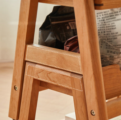Silla de comedor apilable de madera de cerezo cuadrada tradicional japonesa sin respaldo ni brazos para el comedor 
