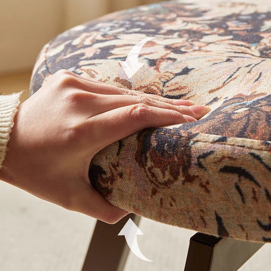 Silla de comedor sin reposabrazos con respaldo giratorio, redonda, de algodón y lino, estilo francés tradicional, de acero al carbono, para comedor 