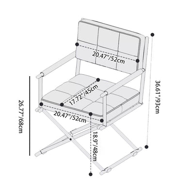 Géométrie carrée nordique contemporaine Chaise de bureau en cuir et fer avec dossier et accoudoirs pour étude 