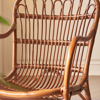Zeitgenössischer Boho Quadratischer Rattan-Webstuhl Asche Akzentstuhl Rückenlehne Armlehne Für Esszimmer 