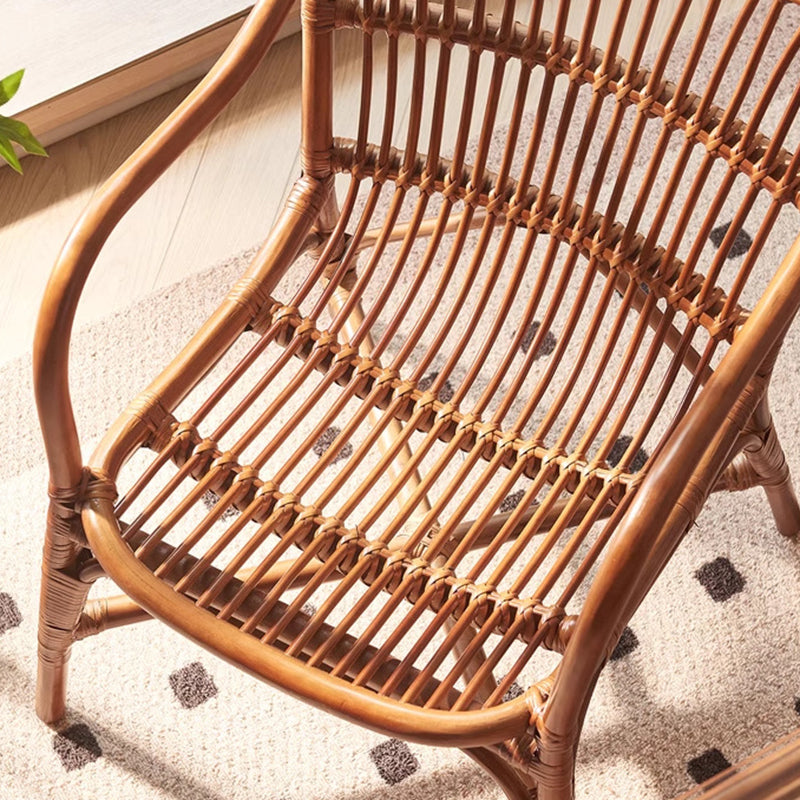 Zeitgenössischer Boho Quadratischer Rattan-Webstuhl Asche Akzentstuhl Rückenlehne Armlehne Für Esszimmer 