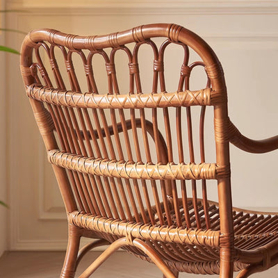Zeitgenössischer Boho Quadratischer Rattan-Webstuhl Asche Akzentstuhl Rückenlehne Armlehne Für Esszimmer 