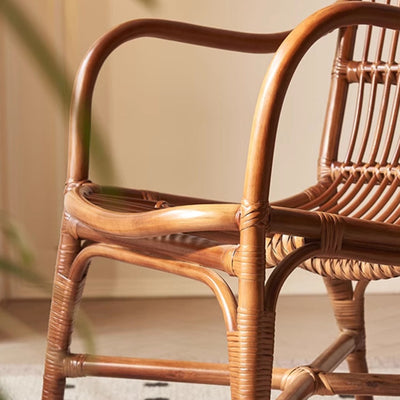 Zeitgenössischer Boho Quadratischer Rattan-Webstuhl Asche Akzentstuhl Rückenlehne Armlehne Für Esszimmer 
