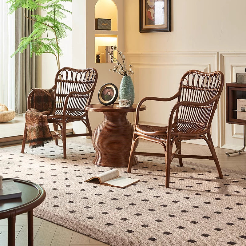 Zeitgenössischer Boho Quadratischer Rattan-Webstuhl Asche Akzentstuhl Rückenlehne Armlehne Für Esszimmer 