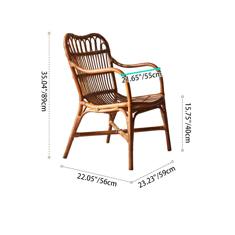 Zeitgenössischer Boho Quadratischer Rattan-Webstuhl Asche Akzentstuhl Rückenlehne Armlehne Für Esszimmer 