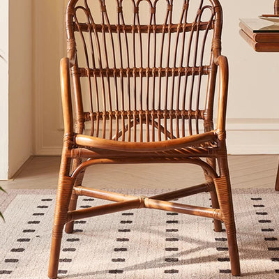 Zeitgenössischer Boho Quadratischer Rattan-Webstuhl Asche Akzentstuhl Rückenlehne Armlehne Für Esszimmer 