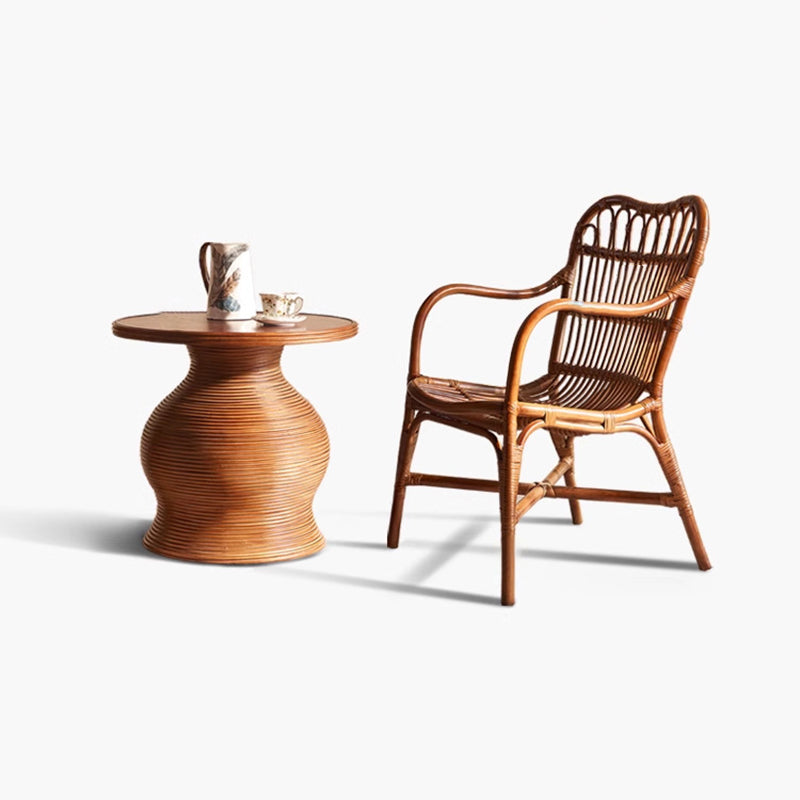 Zeitgenössischer Boho Quadratischer Rattan-Webstuhl Asche Akzentstuhl Rückenlehne Armlehne Für Esszimmer 