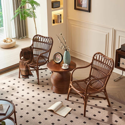 Zeitgenössischer Boho Quadratischer Rattan-Webstuhl Asche Akzentstuhl Rückenlehne Armlehne Für Esszimmer 