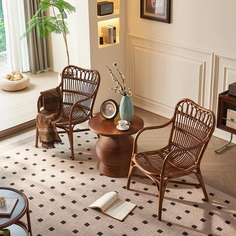 Zeitgenössischer Boho Quadratischer Rattan-Webstuhl Asche Akzentstuhl Rückenlehne Armlehne Für Esszimmer 