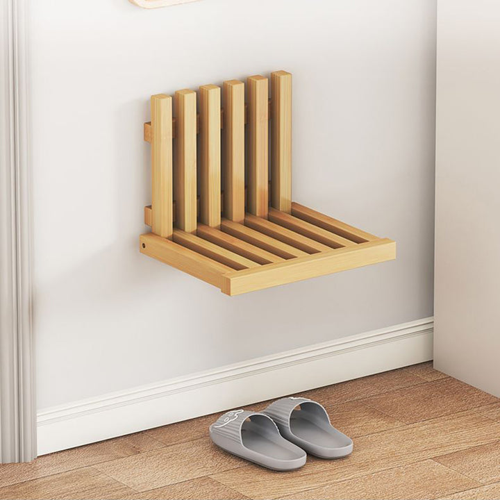 Contemporary Simplicity Bamboo Hanging Wall Mount Foldable Footstool Backrest Armless For Entryways