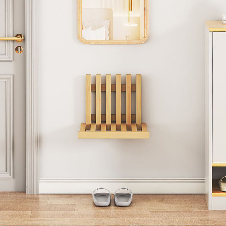 Contemporary Simplicity Bamboo Hanging Wall Mount Foldable Footstool Backrest Armless For Entryways