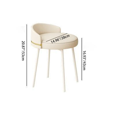 Tabouret de coiffeuse sans accoudoirs avec dossier arc rond nordique contemporain en fer, cuir, coton et lin pour chambre 