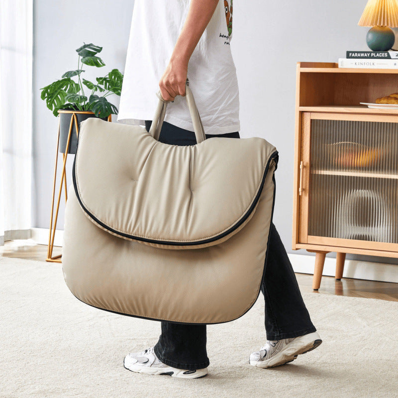 Contemporain Nordique Carré Pliable Cuir Fer Poupée Coton Éponge Canapé Dossier Sans Bras Pour Chambre 
