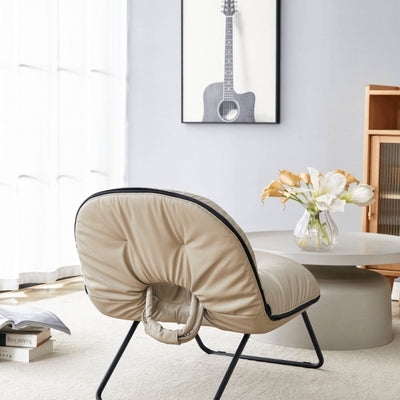 Contemporain Nordique Carré Pliable Cuir Fer Poupée Coton Éponge Canapé Dossier Sans Bras Pour Chambre 