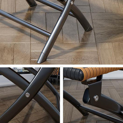 Simplicité contemporaine Chaise pliante carrée en rotin tissé en acier au carbone sans dossier ni accoudoirs pour salon 