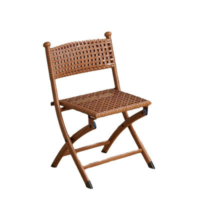 Simplicité contemporaine Chaise pliante carrée en rotin tissé en acier au carbone sans dossier ni accoudoirs pour salon 