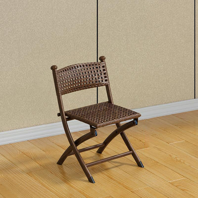 Simplicité contemporaine Chaise pliante carrée en rotin tissé en acier au carbone sans dossier ni accoudoirs pour salon 